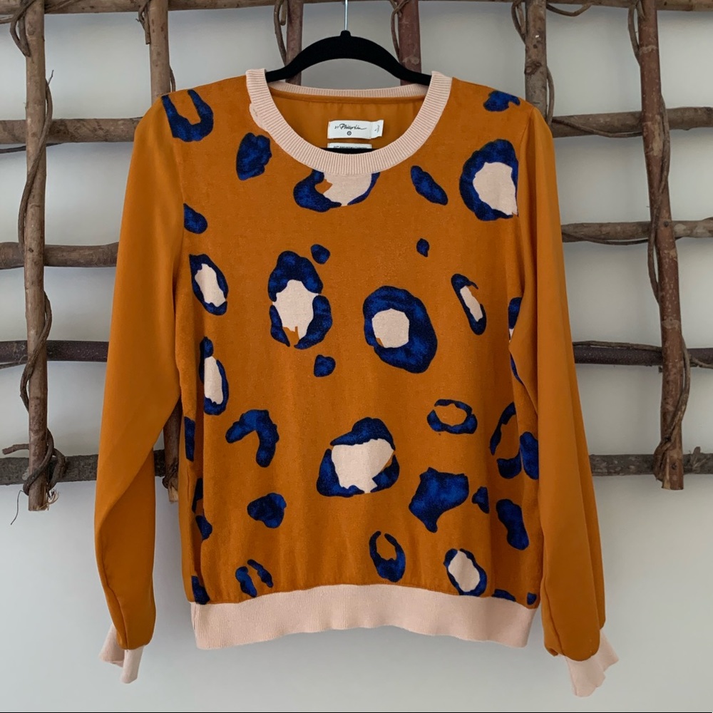 Gold and Colbalt sweater top